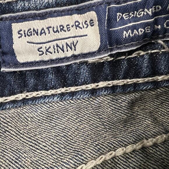 Miss Me Signature (Low) Rise Skinny Embellished Jeans Crystal Angel Wngs Size 26 - Picture 8 of 14